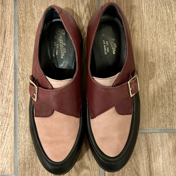 Seychelles Women's Catch Me Monk-Strap Loafer in Burgundy/Blush Size 7.5 - Picture 4 of 8